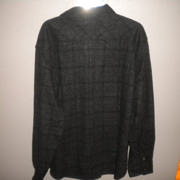 CHAPS Men's Size 3XL Knit Button Up Stretch Black Plaid Flannel Shirt NWT - Picture 5 of 5